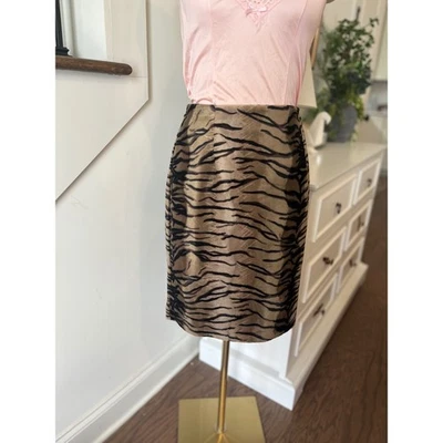 Mob Wife Tiger Print Midi Skirt Grunge Biker Y2K Velvet Animal Print Sz 6 - Image 1 of 3