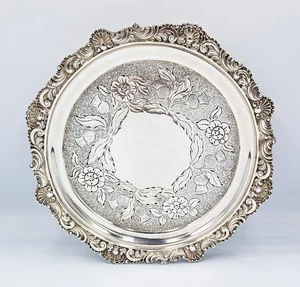 GEORGIAN CARD TRAY / SALVER c1800 ROSE & THISTLE PATTERN - Picture 1 of 6