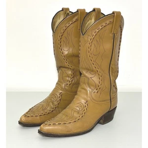 De Colección Dan Post Hombres Botas de Vaquero del Oeste 10 Cuero Tostado Punta Puntada Cinta - Imagen 1 de 13
