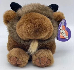 Peluche vintage Swibco Puffkins bufalo biff viola scuro etichetta peluche - Foto 1 di 10