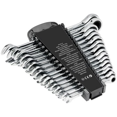 Combination Wrench Set 16-Piece Metric 8 mm to 24 mm with Organizer Rack - Image 1 of 4