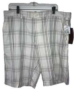 Perry Ellis Shorts Herren 38 Taille kariert NEU creme vorne flach 100 % Baumwolle - Bild 1 von 4