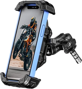 Motorcycle Fork Stem Phone Mount with Vibration Dampener, Adjustable Heavy Du... - Picture 1 of 9