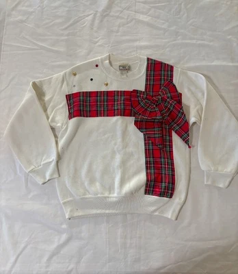 Lazo Lee blanco cuello redondo/tartán rojo Foto 1 de 4