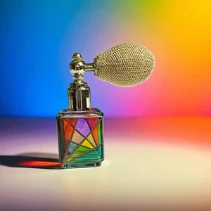 Vintage Delacroix Rainbow Colored Perfume Bottle With Atomizer - Picture 1 of 7
