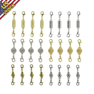 24 peças conector de colar pulseira de prata lagosta fecho de mola faça você mesmo joias - Imagem 1 de 4