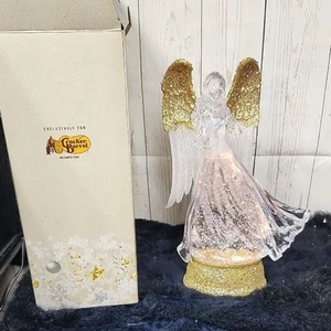 Cracker Barrel Gold and Clear Angel glitter globe - Picture 1 of 6
