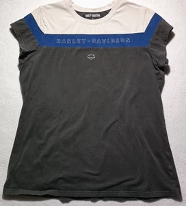 Ladies Harley-Davidson Cap Sleeved Shirt Gray/Blue/White Size XL - Picture 1 of 9