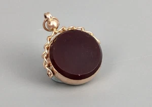 Swivel Watch Fob Pendant Carnelian Stone set in 9ct gold c1919 - Picture 1 of 10