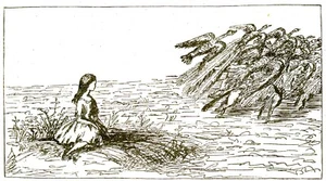 Vögel & Tiere auf der Flucht vor Alice, Alices Abenteuer im Wunderland -- POSTKARTE - Bild 1 von 2