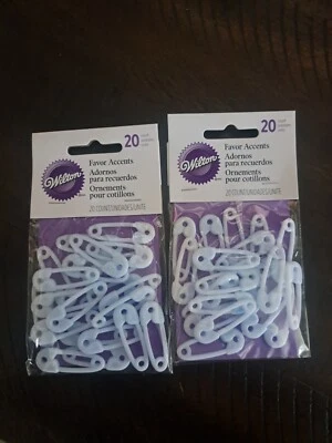 40 Wilton Blue Baby Diaper Pins*Baby Shower Favors*CupCake Toppers - Image 1 of 2