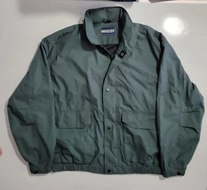 Vintage Van Heusen Windbreaker Mens Large Green Full Zip Button Up Rain Jacket - Picture 1 of 8