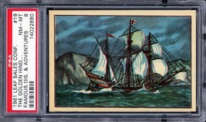 1961 Leaf Famous Discoveries & Adventures #19 The Golden Hind Straits… PSA 8