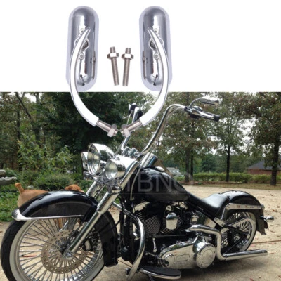 Mini espejos retrovisores ovalados cromados para motocicleta Harley Davidson Softail Deluxe personalizados Foto 1 de 4