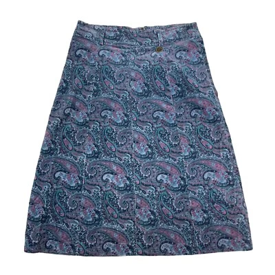 Falda April Cornell Trading Azul Púrpura Pana Paisley Talla 8 Stretc Foto 1 de 4