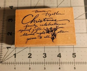 stampendous rubber stamps Christmas SCRIPT Holly Sketch READ New Comb ship B18  - Picture 1 of 6