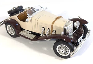 Burago 1928 Mercedes Benz SSK, 1/18 Scale Diecast #3009 Cream & Brown, Italy - Picture 1 of 11