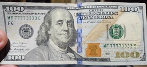 100$ Bill (2013) Very Rare 4 Of A Kind "Quad double" Fancy Serial Number Binary - Picture 1 of 3