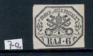 1852 PONTIFICIO 6 BAJ GRIGIO NUOVO SENZA GOMMA NG (*) SASSONE 2023 n° 7a € 875 - Foto 1 di 2