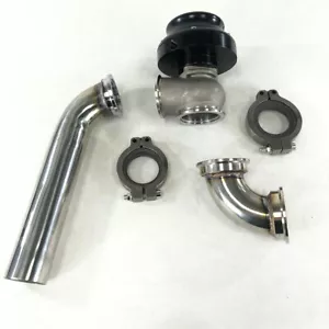 Black Adjustable Universal 38mm V-Band External Turbo Wastegate w/ Elbow Adapter - Picture 1 of 14