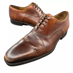 Magnanni Herren Galen Brogue Leder Oxford Größe 10 M Braun Kappe Zehe - Bild 1 von 9