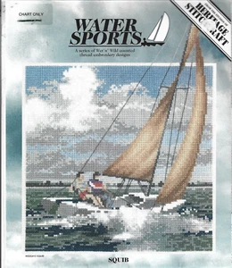 Squib Water Sports Sailing Boat Cross Stitch Chart Heritage Stitchcraft - Picture 1 of 1