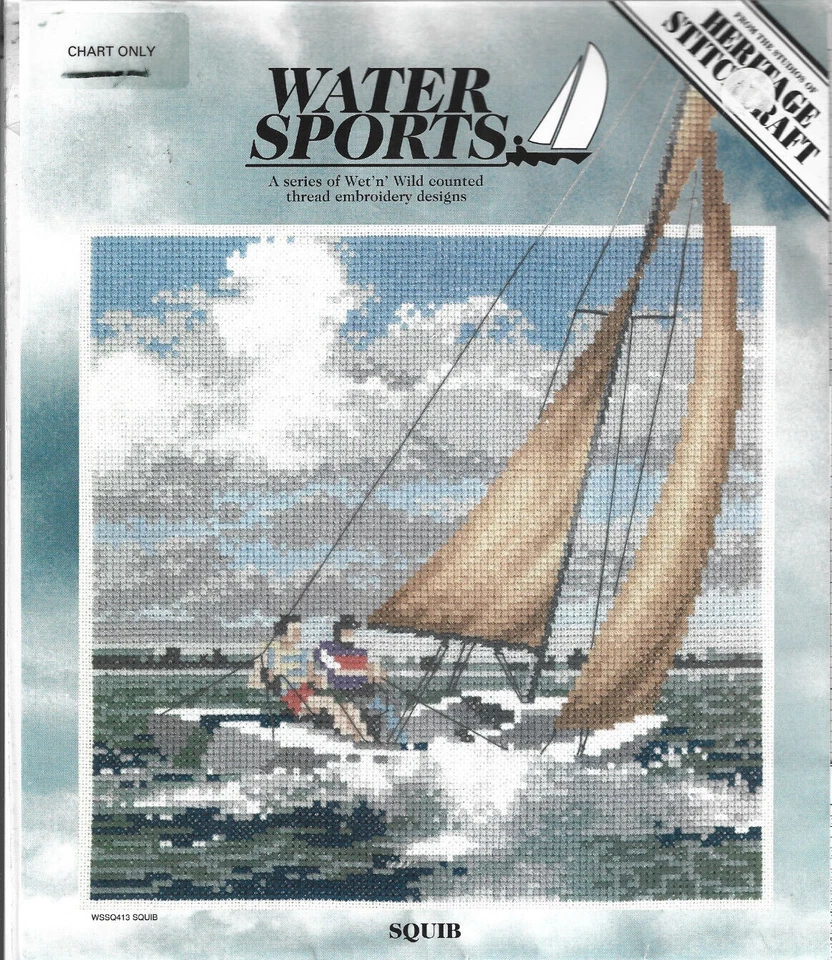Squib Water Sports Sailing Boat Cross Stitch Chart Heritage Stitchcraft - Image 1 of 1