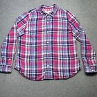 Vineyard Vines Top Womens 14 Blue Pink Plaid Layered Casual Button Up Shirt