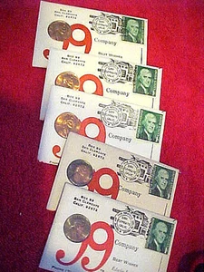1969-1971 99 COMPANY FIRST DAY FIRST ISSUE US 1 CENT 1CENT 1CENT 1CENT 1CENT (5) - Picture 1 of 4