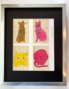 ANDY WARHOL | "CATS" SIGNED VINTAGE PRINT IN 11X14 MAT | FRAME READY