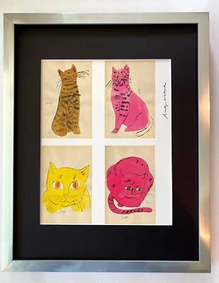 ANDY WARHOL | "KATZEN" SIGNIERTER VINTAGE DRUCK MATTIERT UND GERAHMT - Bild 1 von 4