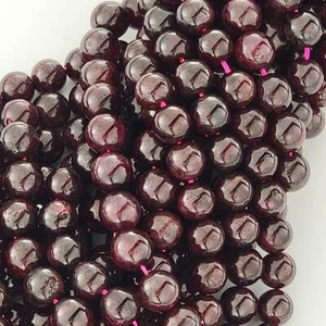 Garnet Beads Rare Genuine Gemstone Natural Smooth Round Beads 6mm 8mm 10mm - Picture 1 of 15