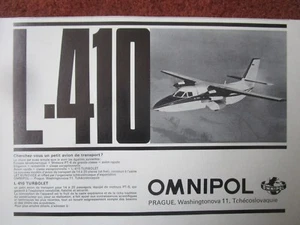 9/1970 PUB OMNIPOL AVION L-410 TURBOLET AIRCRAFT FLUGZEUG ORIGINAL FRENCH AD - Picture 1 of 1