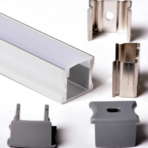 1715 PROFILO ALLUMINIO 1M PER STRISCE STRIP LED BARRA RIGIDA 1MT + COPERTURA - Foto 1 di 7
