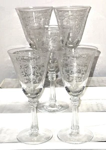 5 Fostoria ROMANCE  CRYSTAL 7 3/8" - 9 oz WATER GOBLETS - Picture 1 of 1