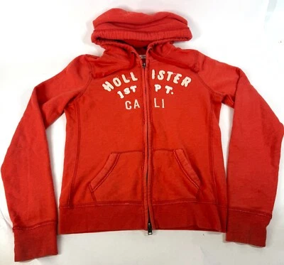 Hollister Cotton Zip Front WOMENS Burt Orange Umber Hooded Sweatshirt Hoodie M - Image 1 of 4
