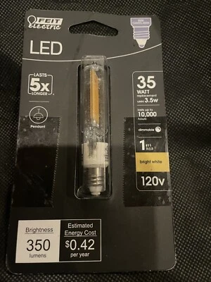 Feit 35W Equiv T4 Mini Candelabra E11 Base Decorative LED Light Bulb, 3000K - Image 1 of 4
