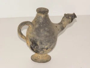 PICHET ANTIQUE FIN 18 / 19 EME TERRE CUITE SUR PIEDOUCHE DECOR CHIMERE TBE RARE - Picture 1 of 5