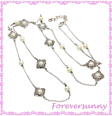 Collar largo retirado Brighton Courtesian Pearl plata cristal Foto 1 de 4