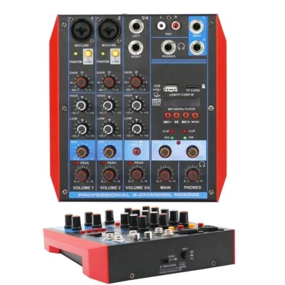 Mini 4 Channel PC Laptop Live Sound Card DJ Karaoke Mixer Mixing Console USB - Image 1 of 4