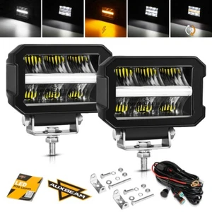Cápsulas de luces de trabajo LED AUXBEAM 4.5" 120W con lámpara de conducción todoterreno DRL blanca/ámbar - Imagen 1 de 12