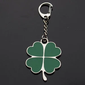 1x Four Leaf Green Clover Hearts Lucky Key Ring Charm Pendant Clip On Keychain - Picture 1 of 3