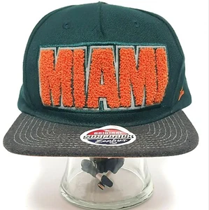 Gorra ZEPHYR University of MIAMI Hurricanes Snapback verde deletreada NCAA rara - Imagen 1 de 9