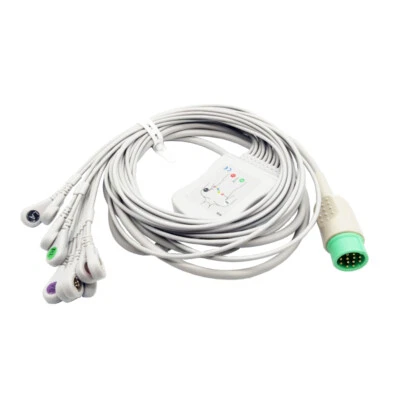 FHY ECG EKG Cable 10-Leads Snap Compatible Medtronic Physio Control Lifepack12/15