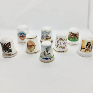 Porcelain Thimbles Lot of 8 - Picture 1 of 6