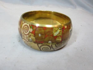 Brass Bangle Bracelet 3" Diameter Gold Retro Jewelry - Picture 1 of 2