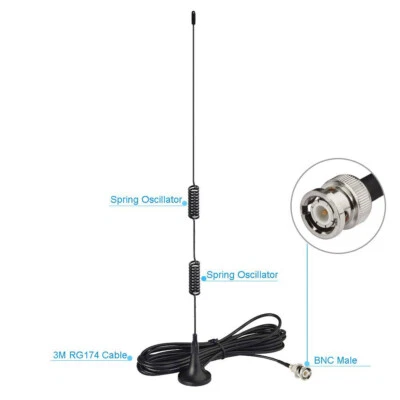 VHF UHF Ham Radio Police Scanner Antenna Magnetic 3m for Uniden Bearcat Whistler - Image 1 of 4