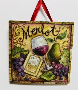 Kurt Adler 4" Perfect Vintage Merlot Wine Sign Ornament Christmas Tree C6128 - Picture 1 of 2