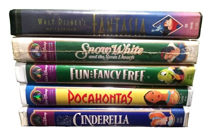 Disney Masterpiece VHS Lot 5 Cinderella Pocahontas Fun Fancy Snow White Fantasia - Image 1 of 4