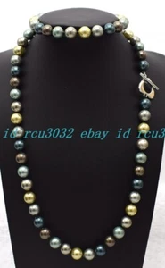 8/10/12mm Multi Color South Sea Shell Pearl Round Beads Necklace Bracelet Set - Picture 1 of 18